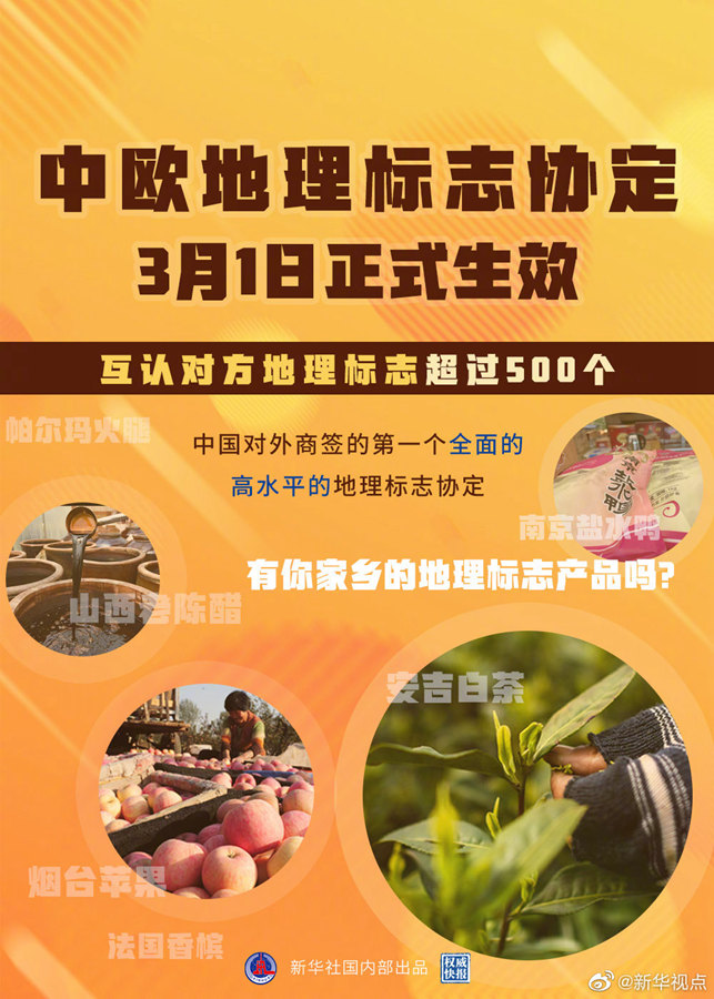 权威快报｜中欧地理标志协定3月1日正式生效